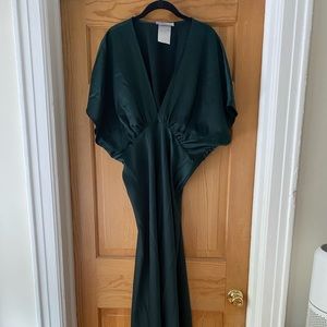 BHLDN Leila Satin Charmeuse Maxi Dress in Emerald